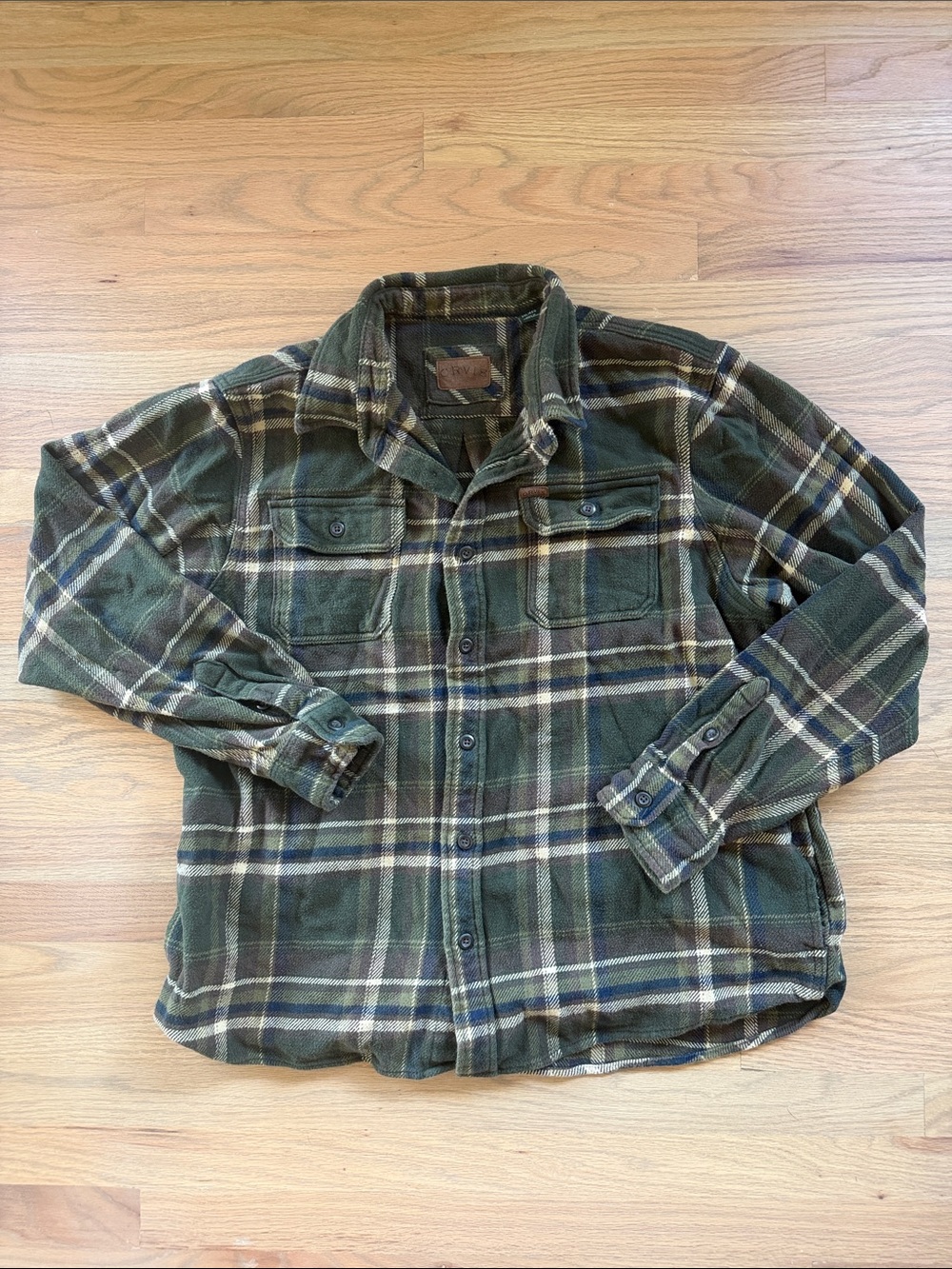 Orvis Plaid Forest Green and Navy Flannel Shirt Men’s XXL